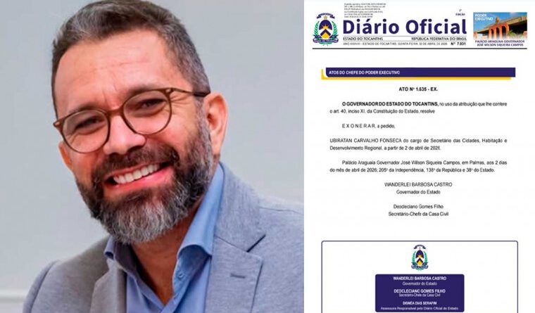 Governo publica DOE com apenas um ato para exonerar vice de Paraíso e vira sinal político