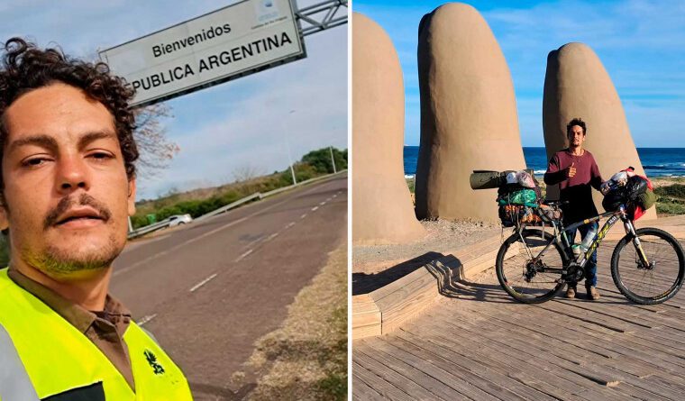 Com um sonho e apenas R$ 50 no bolso, jovem do Tocantins pedala sozinho até a Argentina
