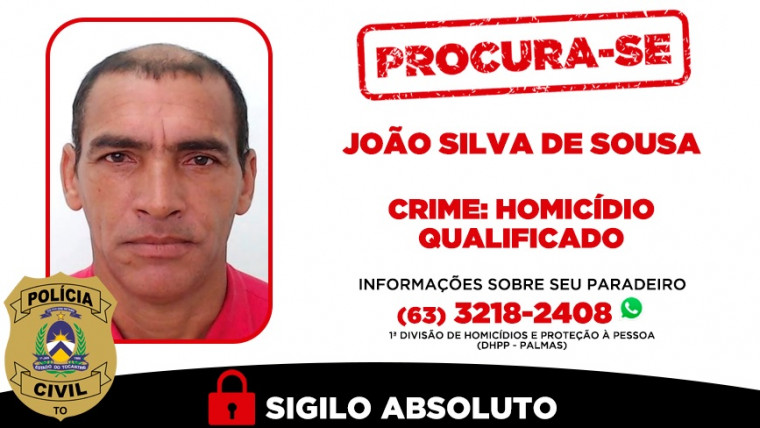 Foragido há quase um ano é procurado por homicídio na Orla da Graciosa, em Palmas