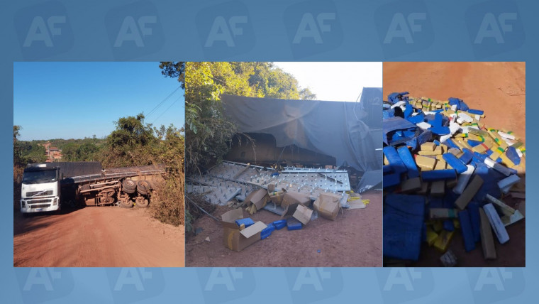 Carreta tomba, motorista desaparece e polícia descobre carga de drogas no norte do Tocantins
