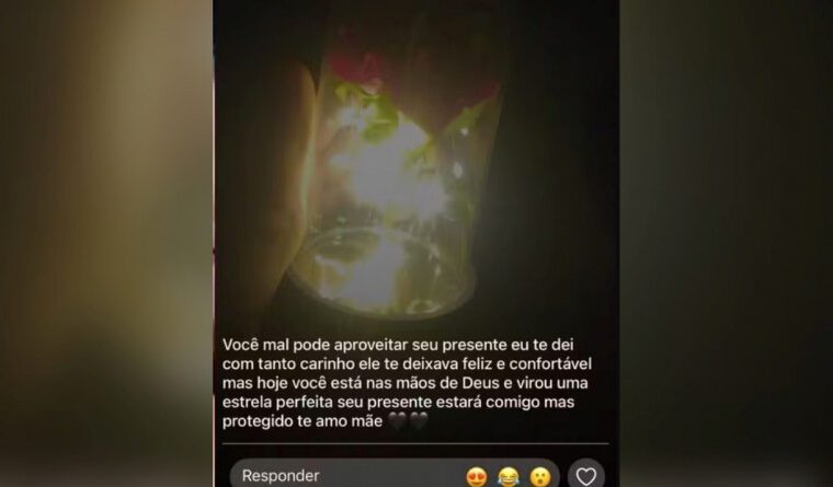 Menino coloca abajur no caixão da mãe em Araguaína e gesto ganha repercussão nacional