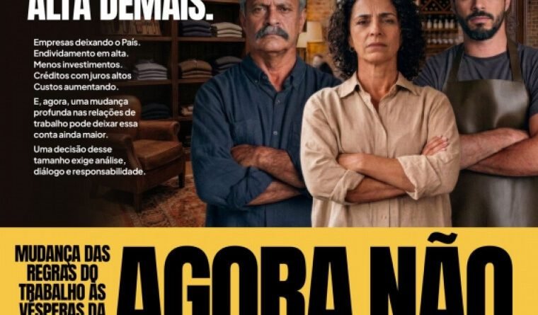 Fecomércio Tocantins pede freio à PEC do fim da escala 6×1: ‘Agora não. A conta já está alta demais’